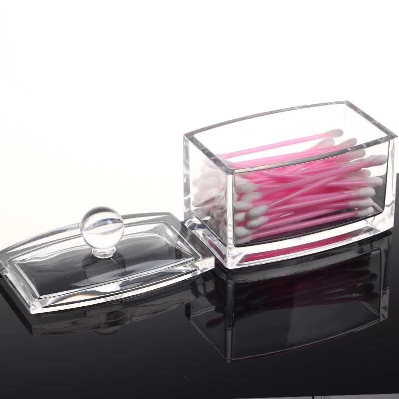 Acrylic European-style fashionable and creative high-end cotton swab box, transparent acrylic toothpick holder, cotton can, cotton swab box Application Scenario