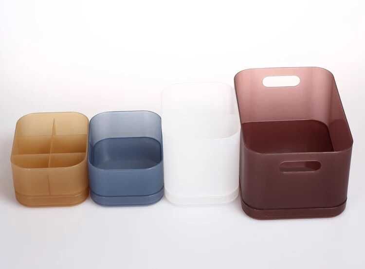 浴室梳妆台PP盒 化妆品盒 组合式化妆品收纳盒 带盖子