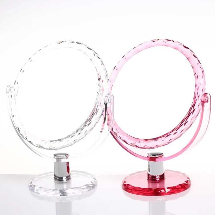 Acrylic makeup mirror high-grade double-sided desktop mirror Fashion portable vanity mirror transparent princess mirror