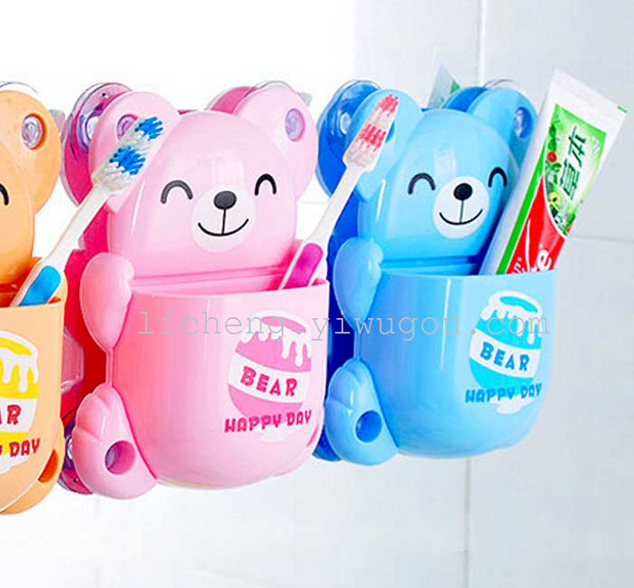 Creative cartoon toothpaste and toothbrush rack, bathroom powerful suction cup storage rack