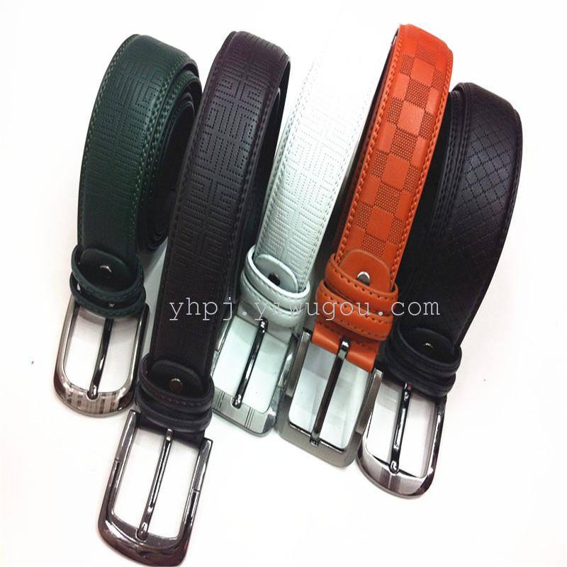 Nuevo cuero casual multicolor en relieve cinturón para hombres y mujeres