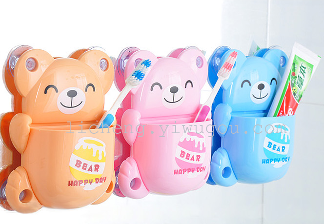 Creative cartoon toothpaste and toothbrush rack, bathroom powerful suction cup storage rack details Picture