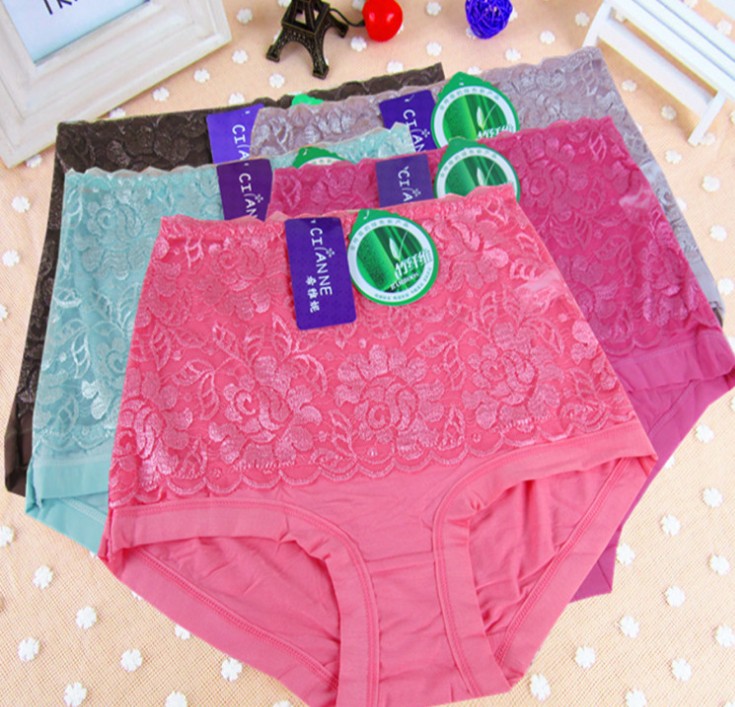 Mesh slimming women's underwear, sexy lace shaping high-waisted underwear for women details Picture