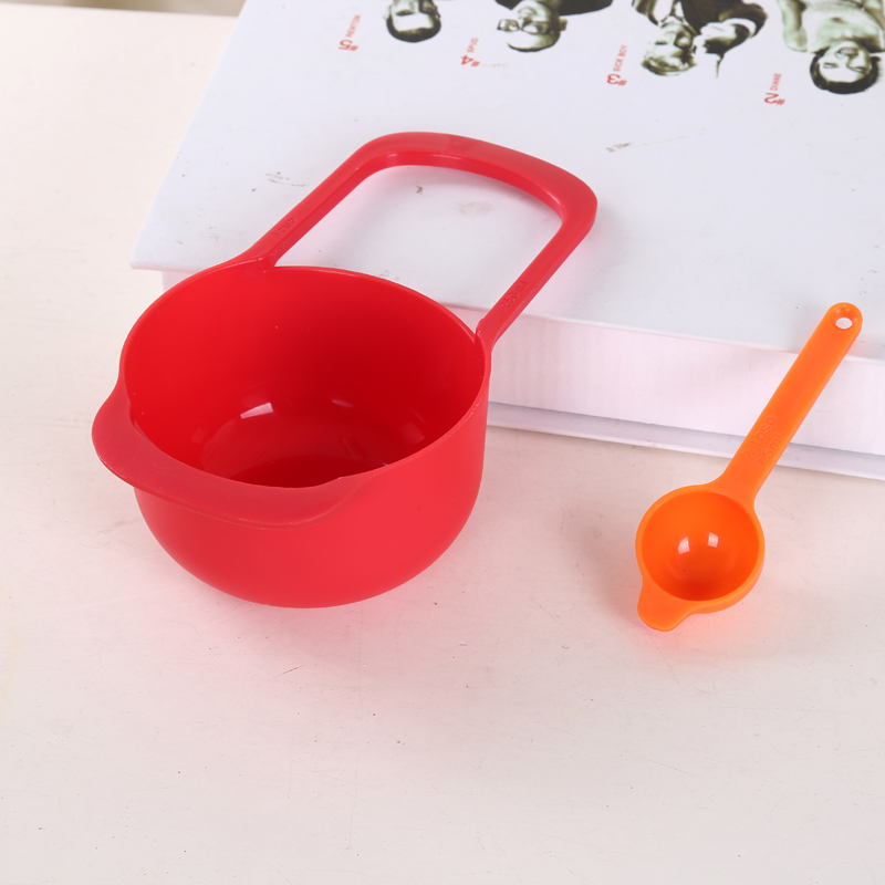 6Pcs Color Measuring Cup Engraved Measuring Spoon Plastic Measuring Cup Fruit Powder Measuring Spoon Qd-06 Specification drawing