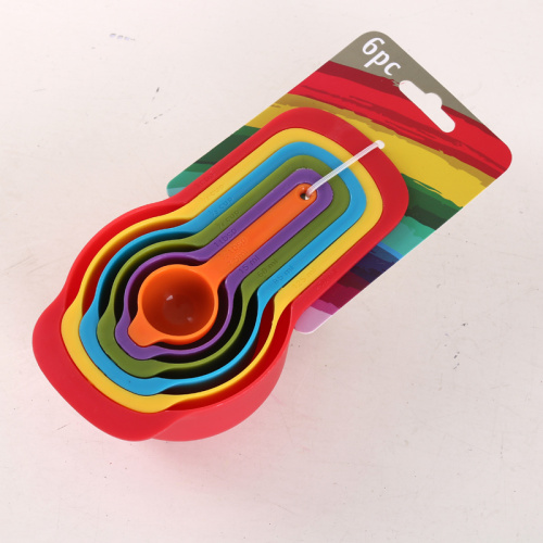 6Pcs Color Measuring Cup Engraved Measuring Spoon Plastic Measuring Cup Fruit Powder Measuring Spoon Qd-06