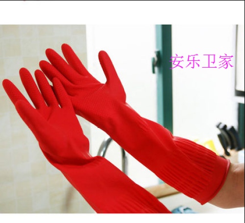 清洁橡胶手套 洗碗手套 家务手套 塑料手套 加长款（无绒）详情图1