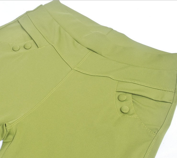 Middle-aged and elderly women's trousers: tweed candy-colored pocket, high-waisted, large-sized, nine-point pencil leggings Specification image