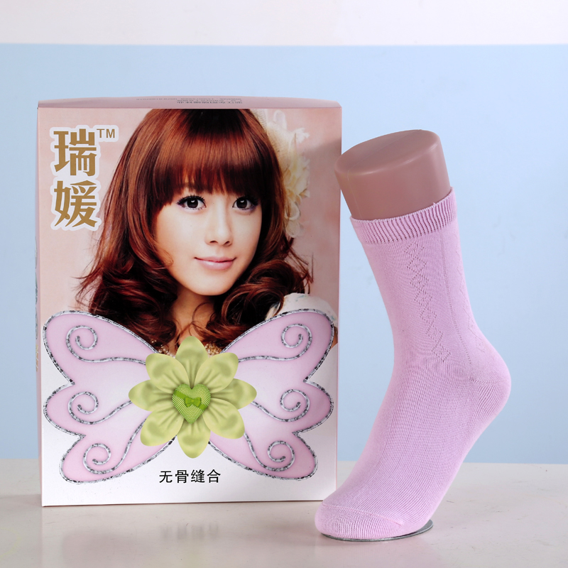健康女袜瑞媛袜子女士棉袜单色保暖袜抗菌袜828