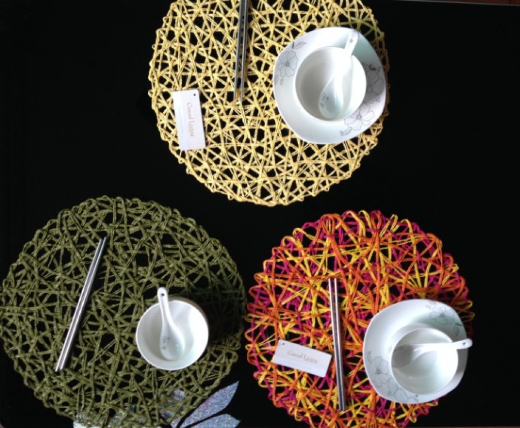 2015 New double-filament random woven circular mesh paper handcrafted placemats and heat insulation pads Application Scenario