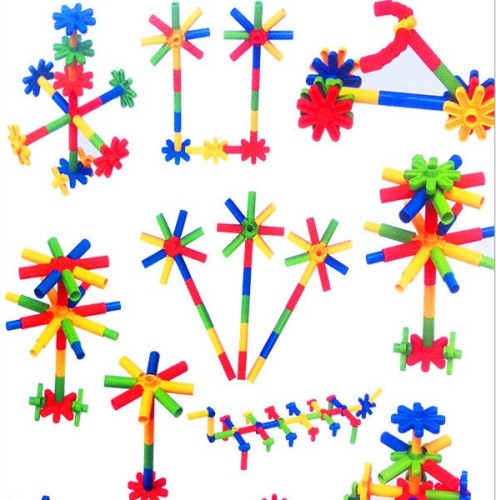 桌面玩具塑料花状管子益智早教拼插积木适合1-8岁宝宝