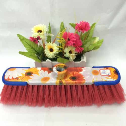  印花扫把 塑料扫把 加杆扫把 两头橡胶条