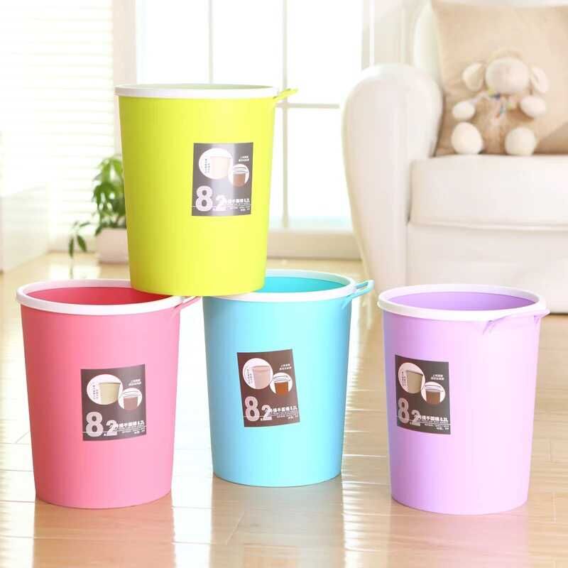 Creative and fashionable bathroom trash can, kitchen and living room household trash can, portable uncovered trash can details Picture