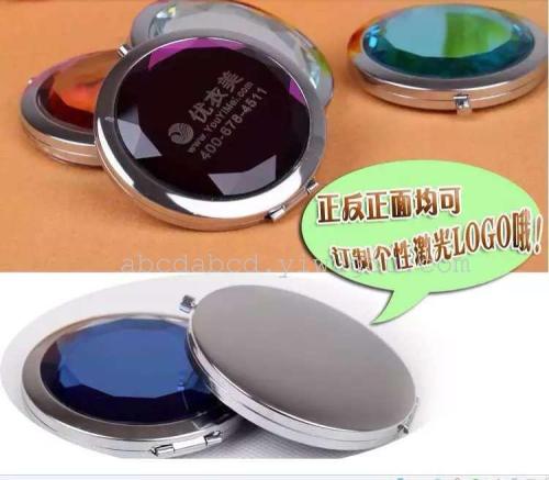 水晶化妆镜子 双面折叠玻璃镜 广告镜可激光logo 