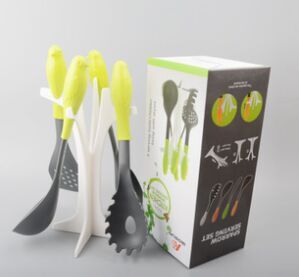 Nylon kitchenware non-stick pans, green kitchenware spoons and spatulas 6-piece set, nylon eco-friendly tableware