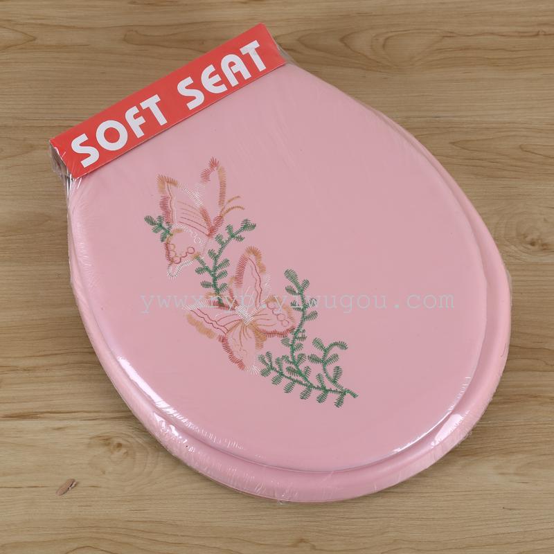Toilet seat lid PVC sponge soft seat toilet seat soft bag seat embroidered cushion thumbnail