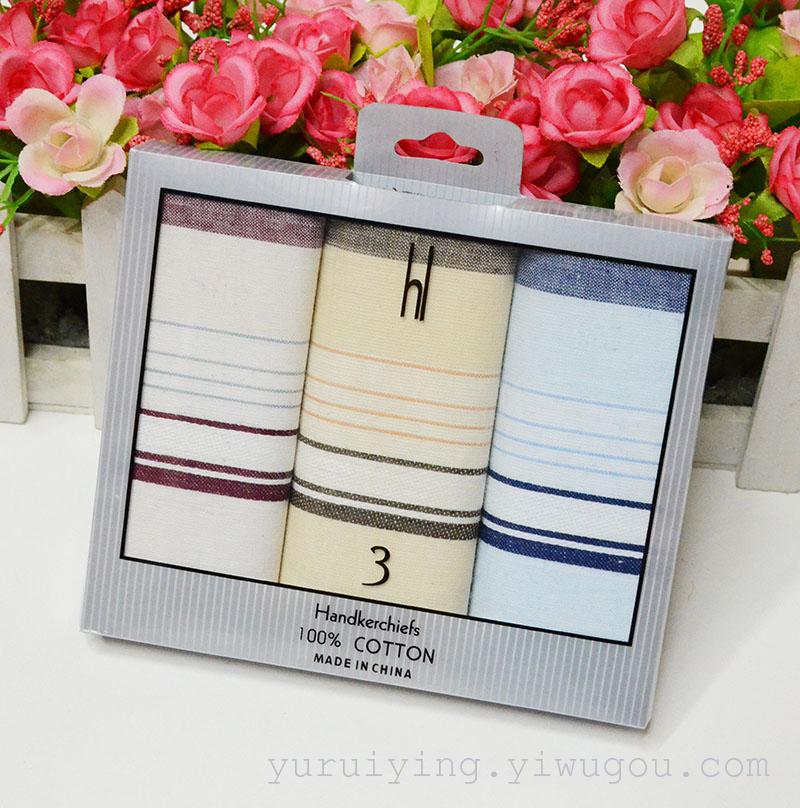 Export trade ultra-low price premium (all white satin strips) men's checkered handkerchief 430 light-colored handkerchief Specification image