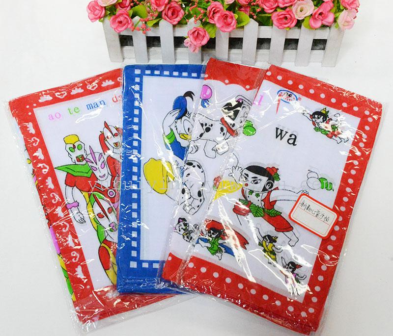 The manufacturer supplies baby and children's cartoon-printed polyester-cotton small square towels and handkerchiefs Application Scenario