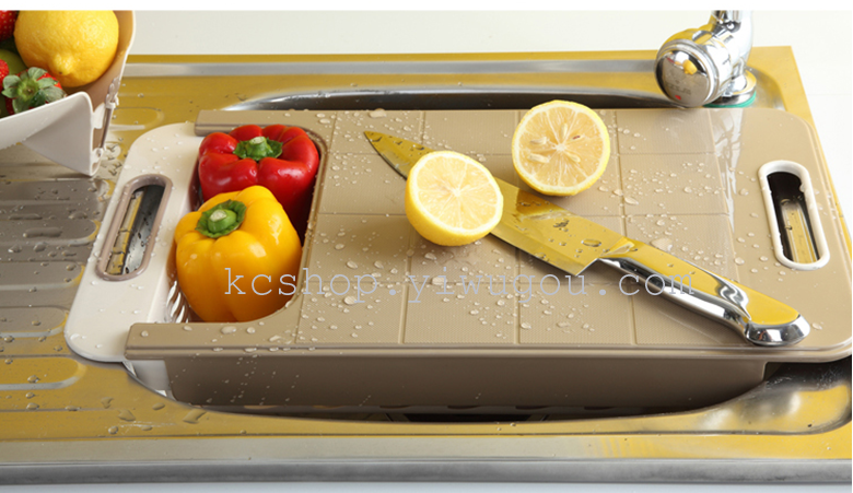 Plastic cutting board, drip sieve and draining basket details Picture