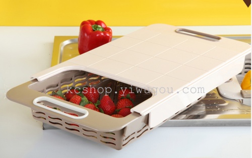 Plastic cutting board, drip sieve and draining basket