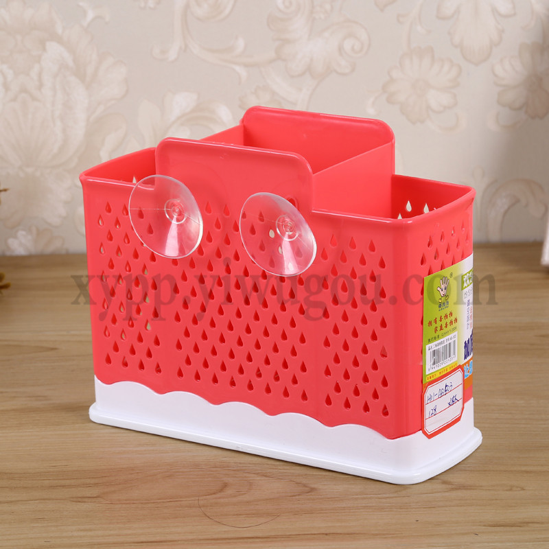 suction cup draining chopstick holder tableware holder smiling three-compartment chopstick holder