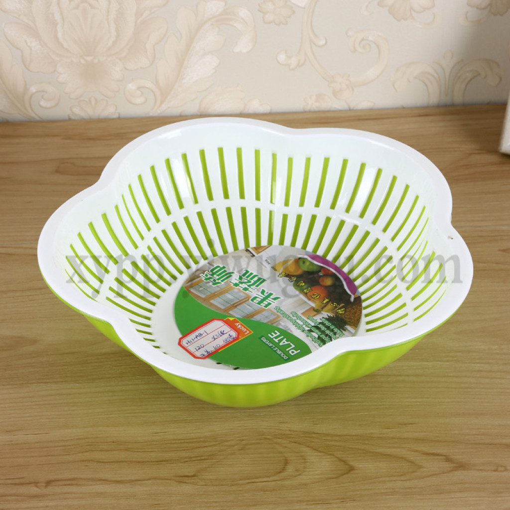 Fruit and vegetable sieve, fruit plate, vegetable washing basket, double-layer draining basket, draining basket, vegetable washing basket Specification image