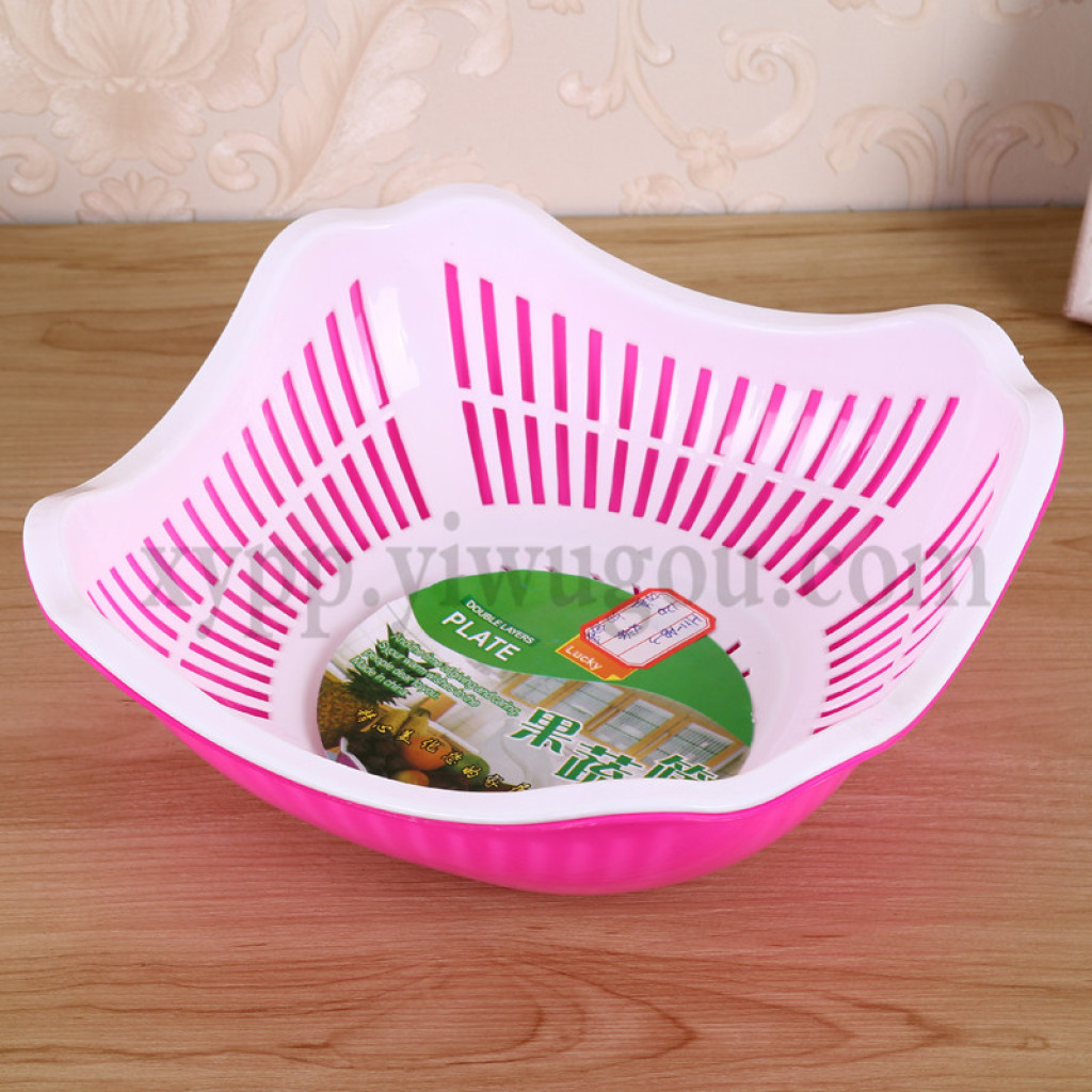 Fruit and vegetable sieve, fruit plate, vegetable washing basket, double-layer draining basket, draining basket, vegetable washing basket details Picture