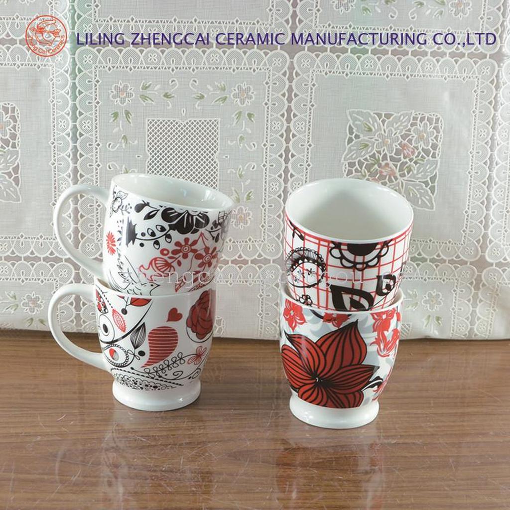 White porcelain enameled flower cups, advertising promotion cups, custom-made cups based on samples, ceramic cups in stock Application Scenario