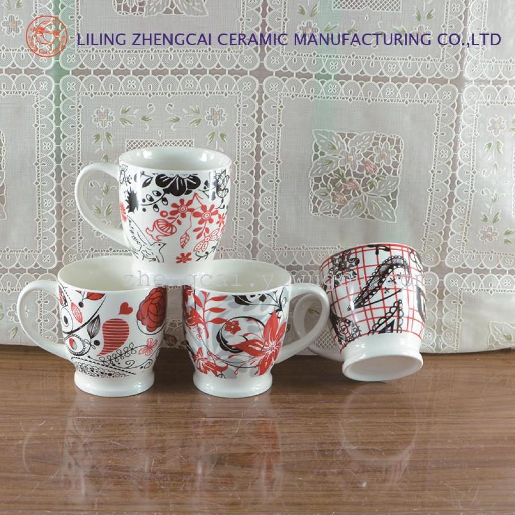 White porcelain enameled flower cups, advertising promotion cups, custom-made cups based on samples, ceramic cups in stock Specification image