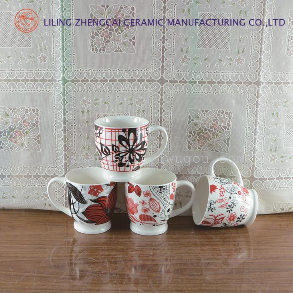 White porcelain enameled flower cups, advertising promotion cups, custom-made cups based on samples, ceramic cups in stock details Picture