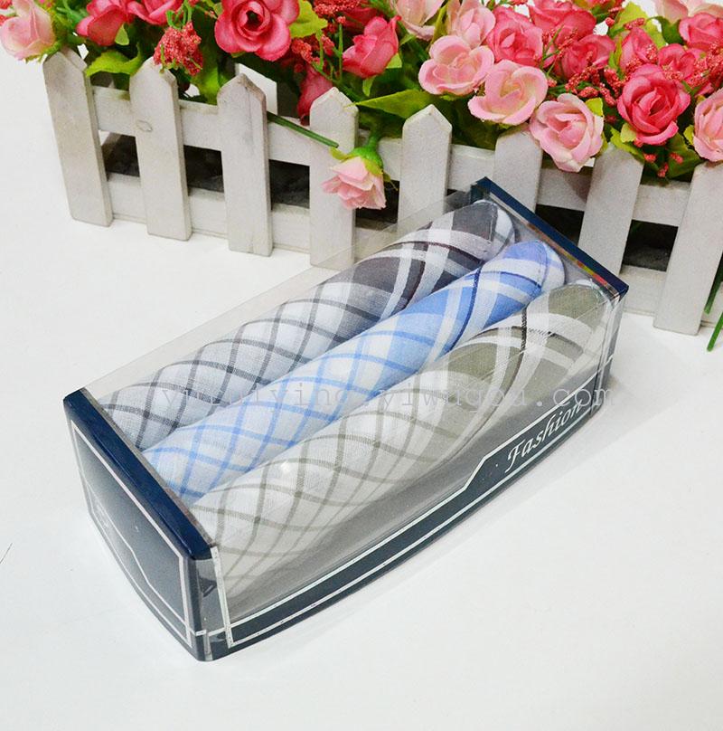 Ultra-low price premium men's checkered handkerchief 430-2, woven strip handkerchief for export trade details Picture