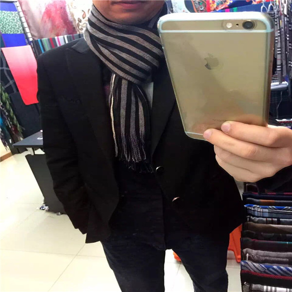 时尚临风2020新款精品男士双面斑马条纹围巾