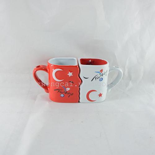 Ceramic cup Turkish flag pair cup advertising promotion cup
