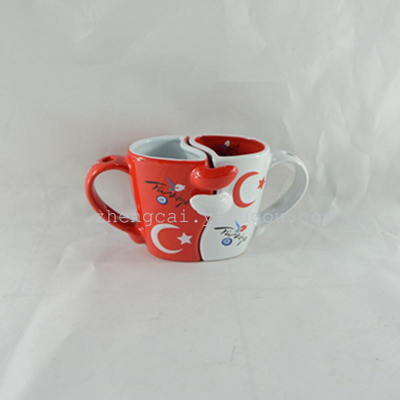 Ceramic cup Turkish flag pair cup advertising promotion cup details Picture