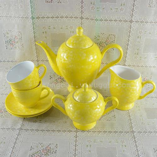 A complete set of 15-head ceramic tea sets with crystalline glaze art tea sets