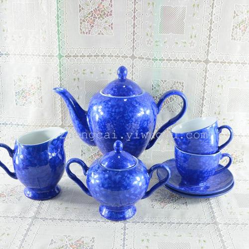 A complete set of 15-head ceramic tea sets with crystalline glaze art tea sets