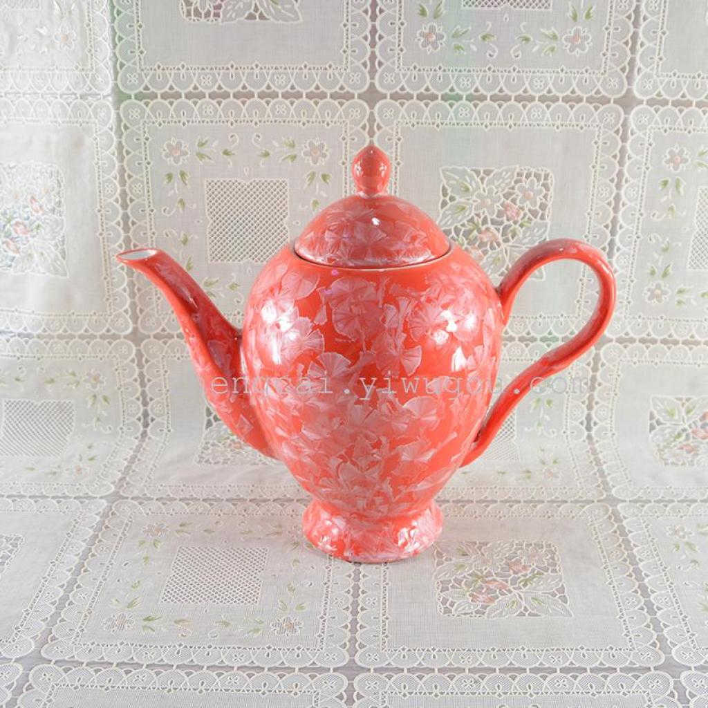 A complete set of 15-head ceramic tea sets with crystal glaze art details Picture