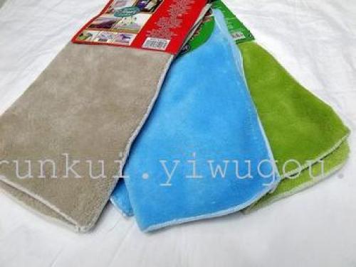 厂家直销1+1抹布 珊瑚绒抹布 超细纤维抹布 订卡抹布