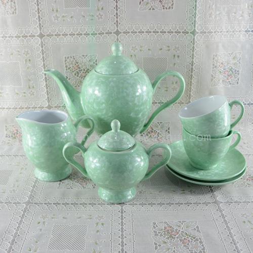 A complete set of 15-head ceramic tea sets with crystalline glaze art tea sets
