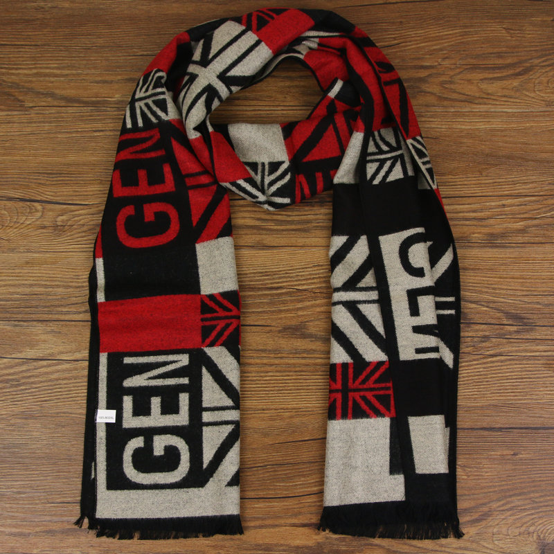 Autumn and winter Korean style versatile woolen knitted scarf, fashionable and stylish new men's printed scarf, British style men's scarf, checkered and striped, exclusive for Amazon and Taobao e-commerce details Picture