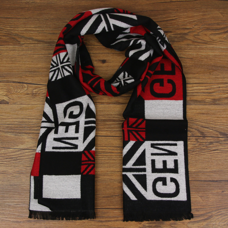 Autumn and winter Korean style versatile woolen knitted scarf, fashionable and stylish new men's printed scarf, British style men's scarf, checkered and striped, exclusive for Amazon and Taobao e-commerce Specification image