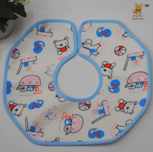 婴儿围嘴按扣八角新生儿口水巾 宝宝圆形旋转围兜大号饭兜