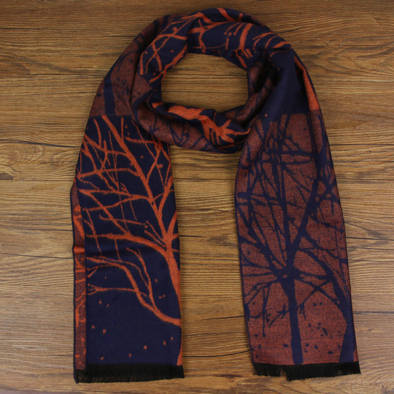 Autumn and winter Korean version of every imitation wool wool knit bib leaf striped scarf men's scarf striped Amazon Taobao e-commerce for scarves details Picture