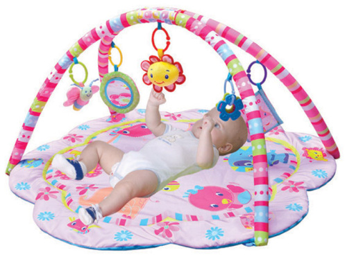 多功能音乐游戏垫爬行毯健身架圆毯 动物床铃 