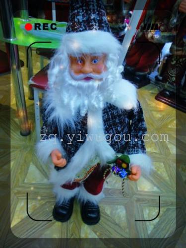 9123 75CM checkered shirt, white edge, good beard, dancing little electric old man, Christmas decoration