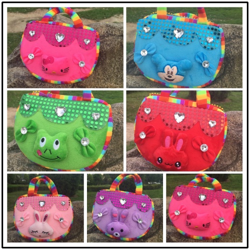 Export bags, handbags, toy bags, colored stripe hand-held sequined bags full figure