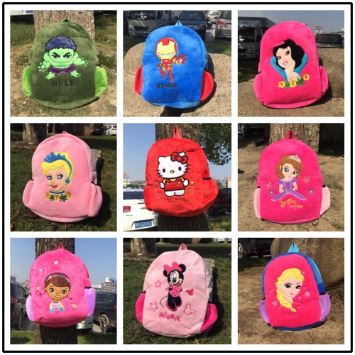 Plush backpack, crystal super soft embroidered backpack, export bag