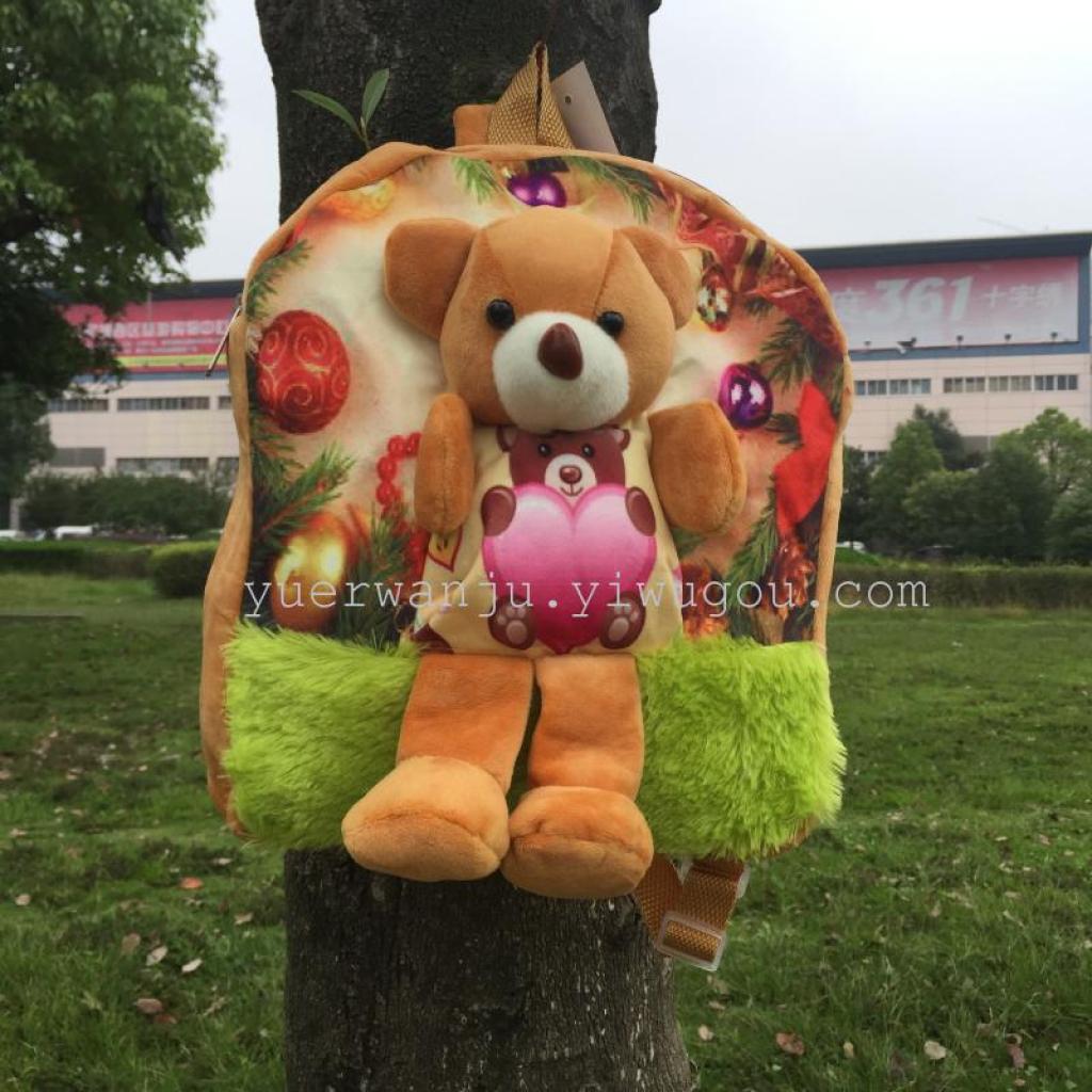 Foreign trade schoolbag body printed animal head backpack children's schoolbag details Picture