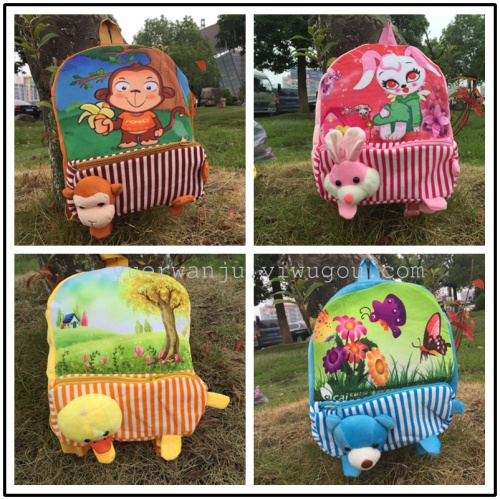Сумка с печатной головкой животного с меховым рюкзаком