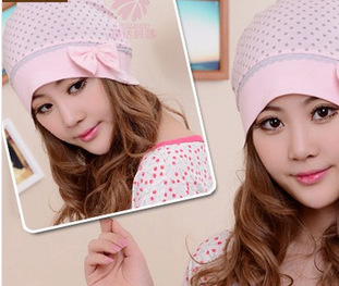 Maternity cap Mummy cap polka dot bow anti head wind maternity cap yuezi cap