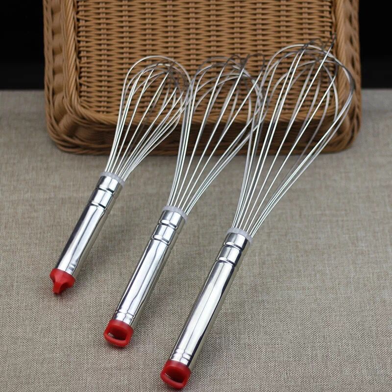 Stainless steel round handle manual egg beater, mixer, baking tool, egg liquid beating tool